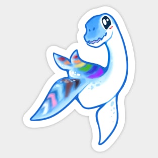 LGBTQ Pride Queer Cute Chibi Plesiosaur Marine Reptile Dinosaur cartoon drawing Sticker